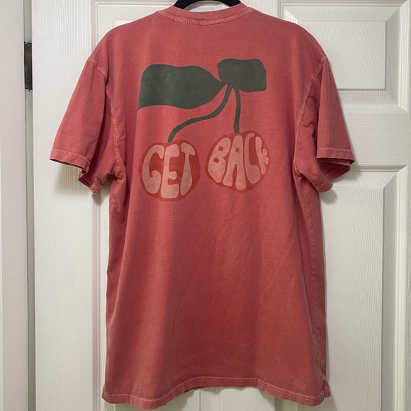 🍒 get back red cherry t shirt necklaces cherries fruit graphic tee womens pink - Picture 5 of 6